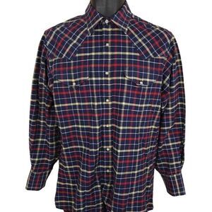 Vintage Ely Cattleman Western Shirt Mens Size Medium Blue Cowboy Pearl Snap